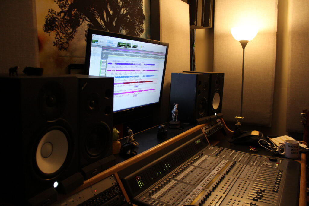Recording studio control room at Underdog Studios